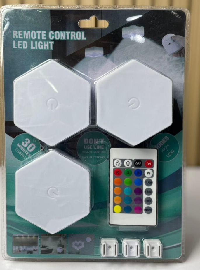 Juego De 3 Luces Led Hexagonales Rgb